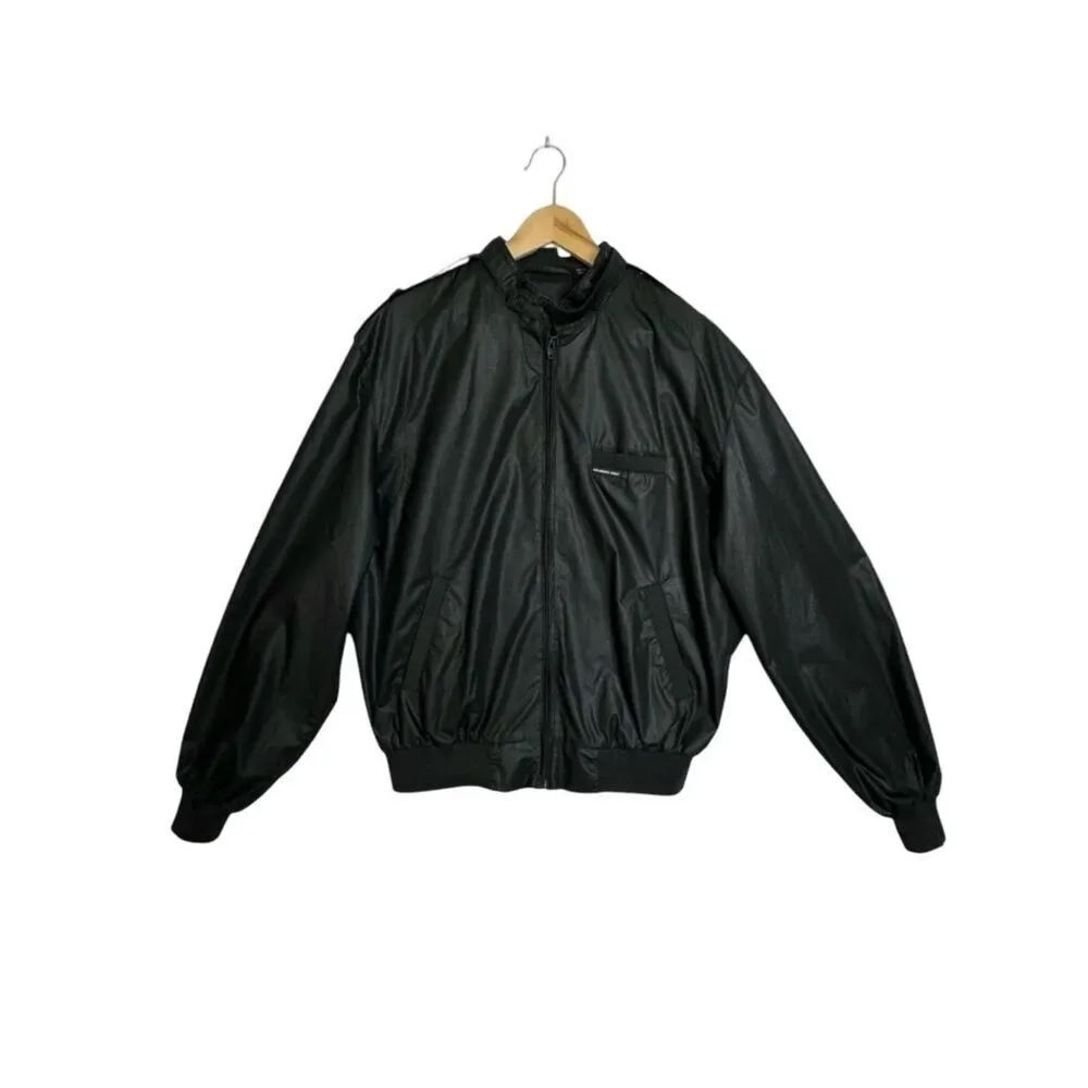 MEMBERS ONLY Vintage Black Racer Jacket Size 44L Size Small Long/Tall